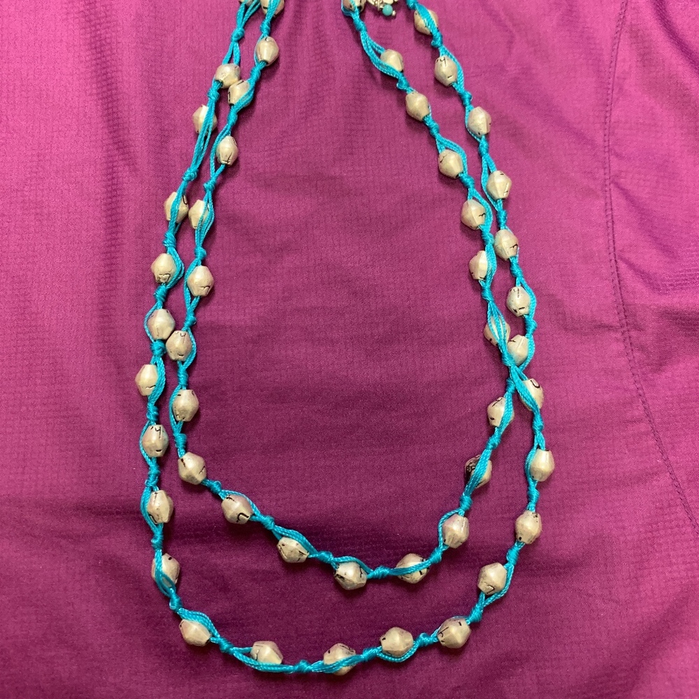 Lucky Brand Turquoise String & Rustic Silver Bead